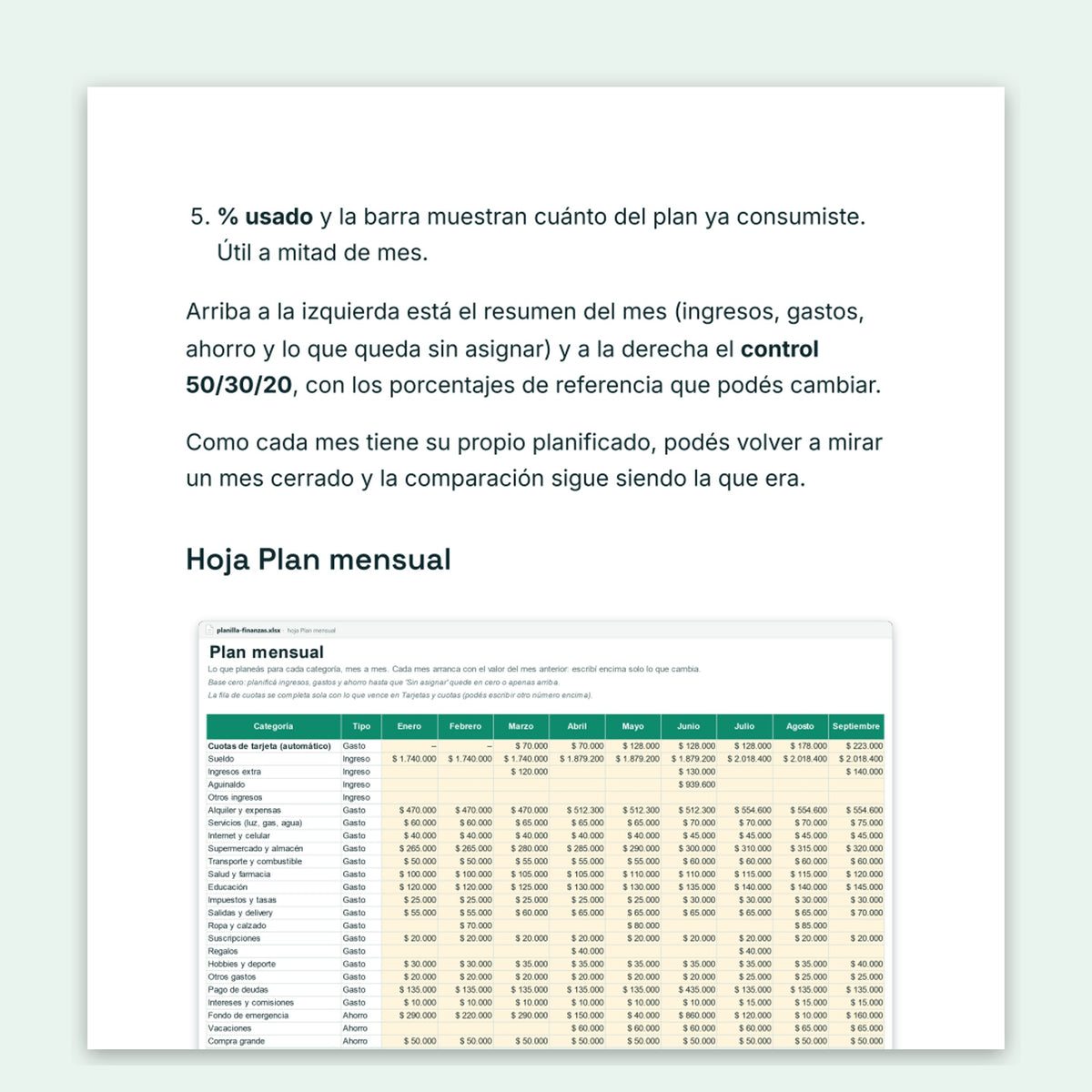 Planilla de finanzas personales